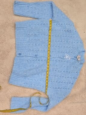 BDG Sky Blue Eyelet Button-Front Knit Cardigan